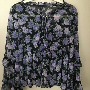 American Eagle Black and Purple Top